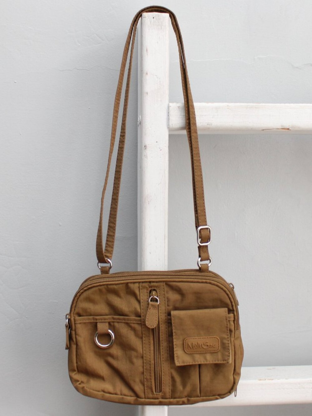 MultiSac Vintage Y2K Brown Nylon Utility Gorpcore Crossbody Bag Purse - Picture 1 of 7